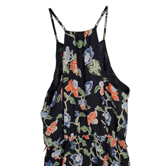 Joie Sz M Dress Deme Silk Chiffon Faux Wrap Hi Lo Flowing Midi Ruffle Hem Floral - Picture 6 of 11